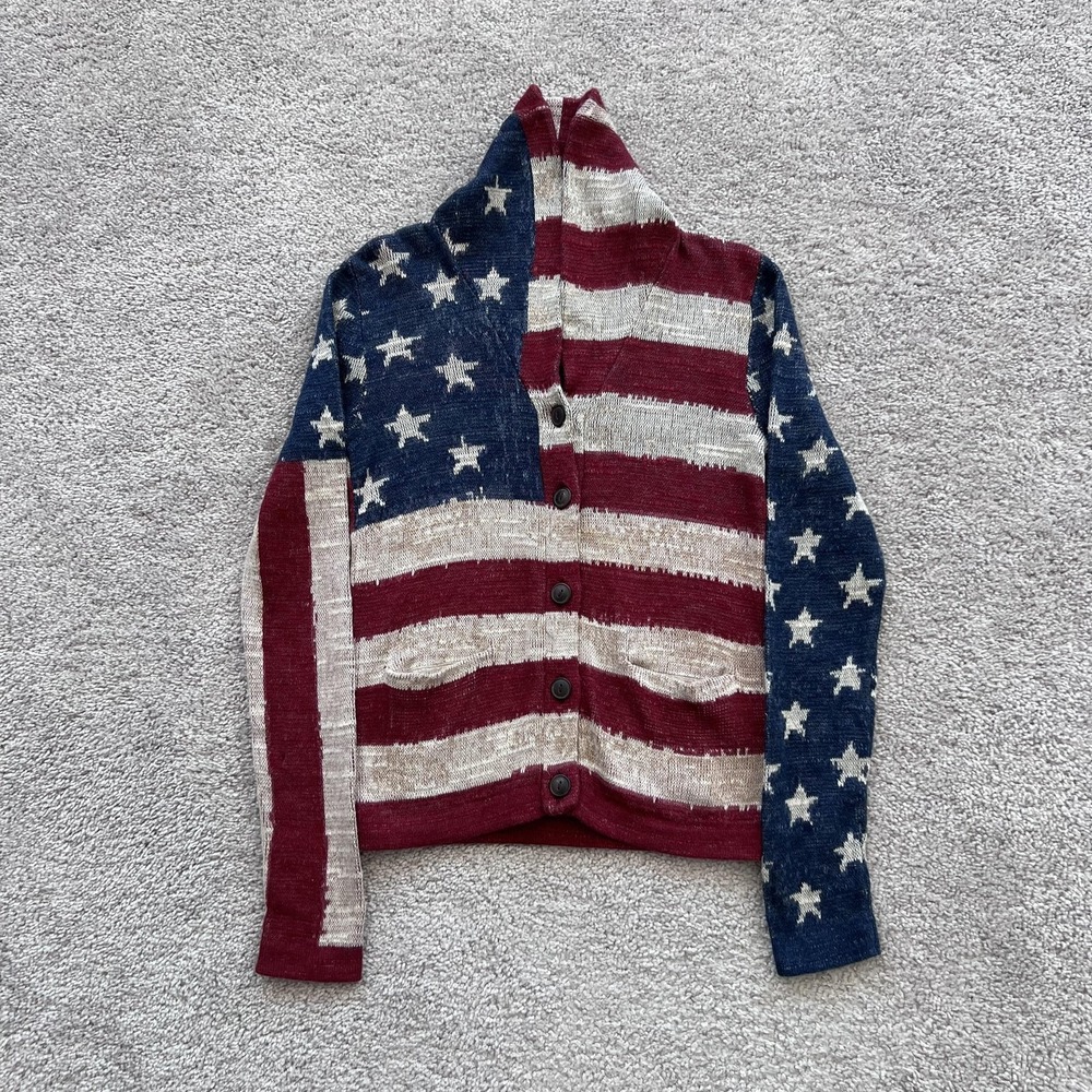 Denim & Supply Ralph Lauren American Flag Cardigan Sweater Womens Small USA